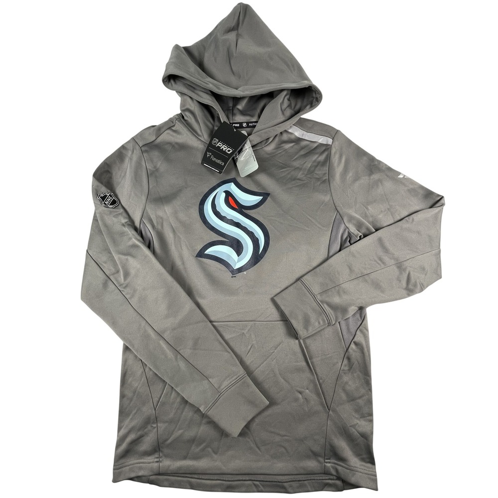 Fanatics Hoodie Mens S Gray Seattle Kraken NHL Authentic Pro Performance Hooded